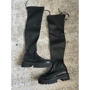 Stuart Weitzman Black LOWLAND ULTRALIFT PLATFORM BOOT size 5.5B